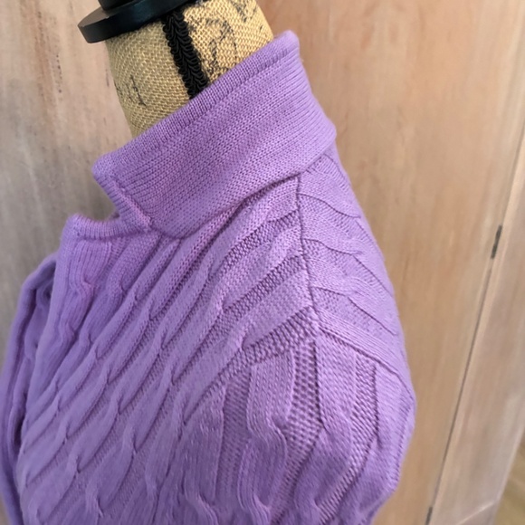 Talbots Purple Merino Wool Cable Cardigan Sweater - Picture 6 of 15